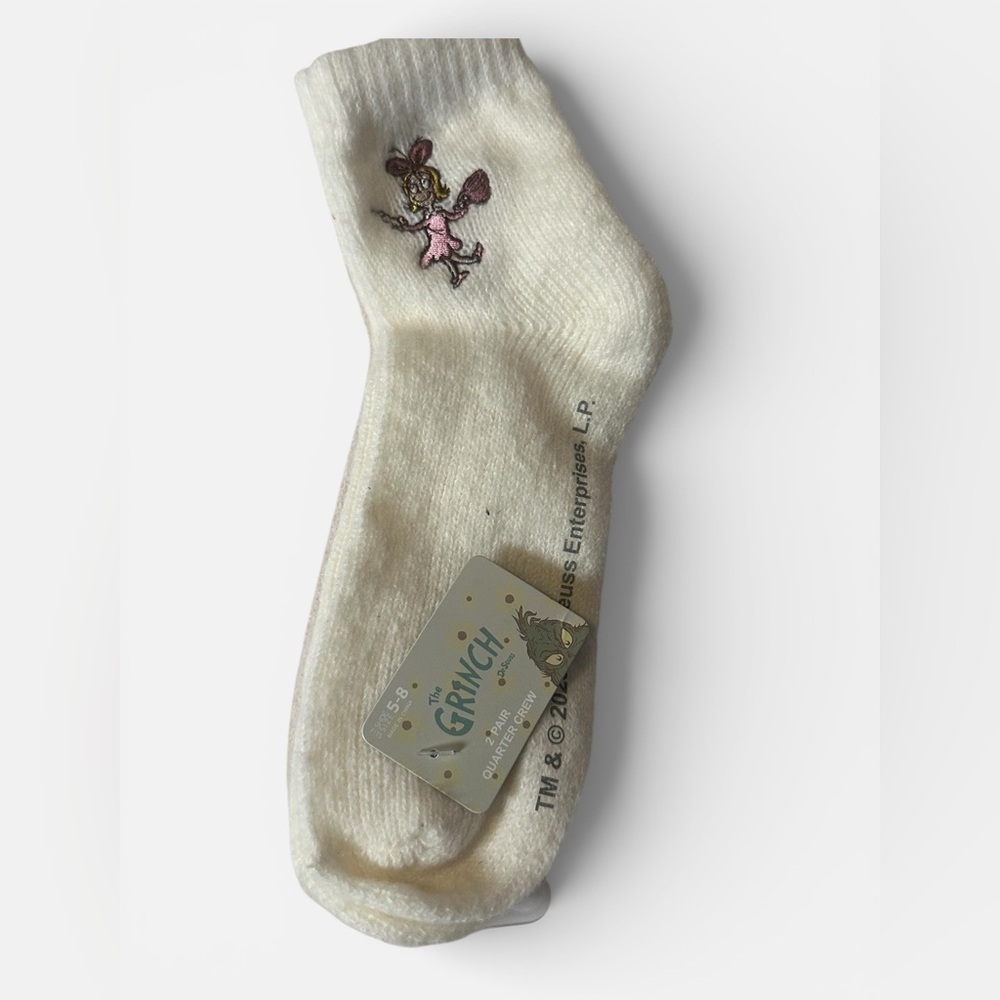 Cindy Lou Who Dr Seuss 2 Pair  Crew Socks American Eagle/ Aerie Size 9-11 NWT